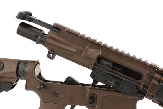 The Daniel Defense 14.5 m4 rifle with 12.25 M4A1 RIS II picatinny rail and properly staked 5.56 bcg bolt carrier group